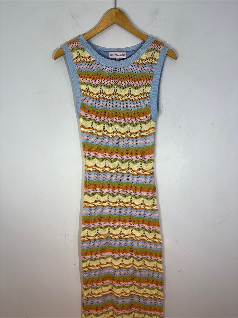 Willow & Wind Rainbow Chevron Crochet Knit Midi Dress NWT medium - Picture 2 of 12